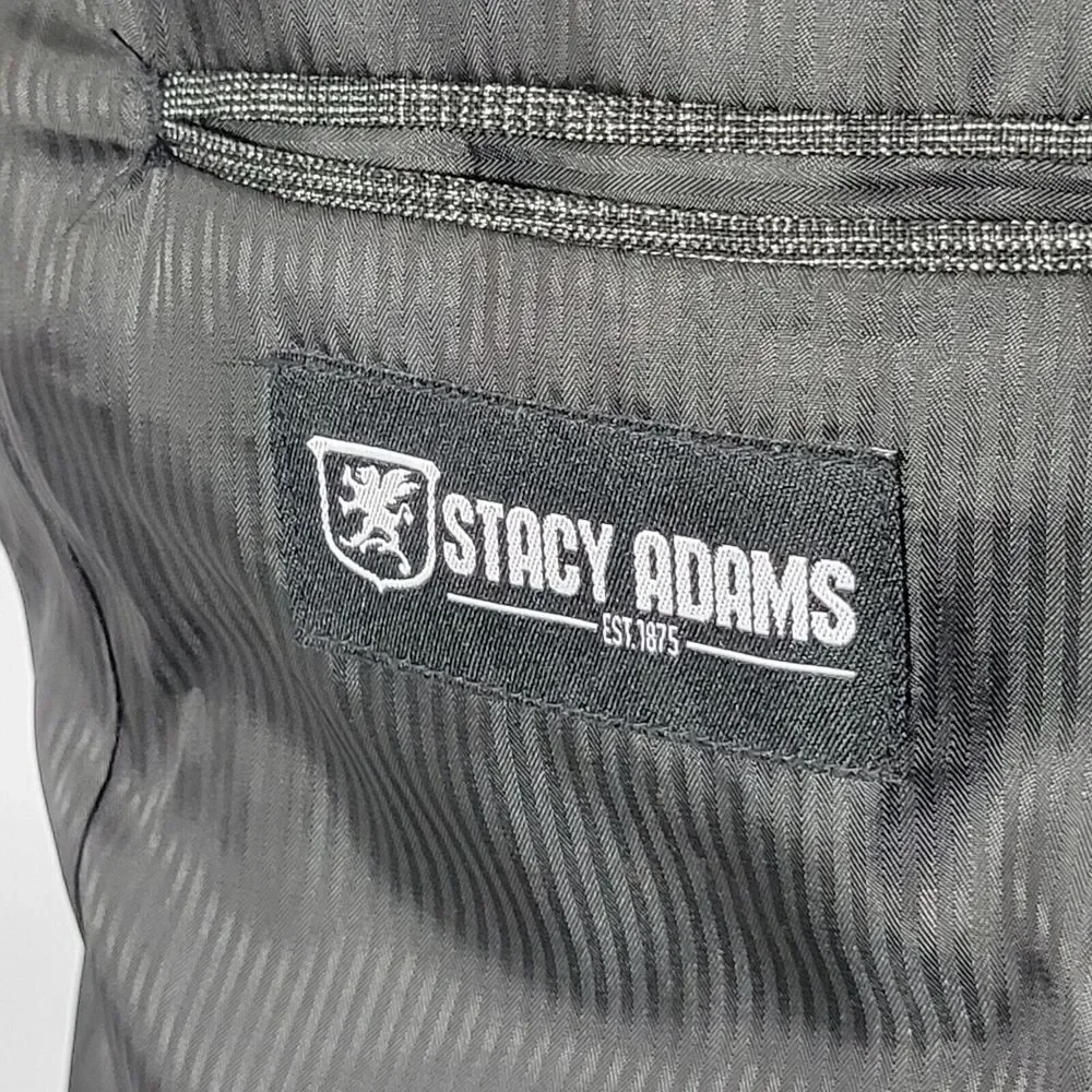 Stacy Adams Men's Sport Coat Blazer Two Button Charcoal Black Gray Plaid‎ 44L